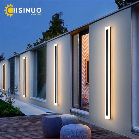 Iisinuo Lampu Dinding Hias Outdoor Long Strip Led Lamp Warm White