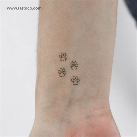 Paw Print Outlines Temporary Tattoo Set Of 3 Tatteco