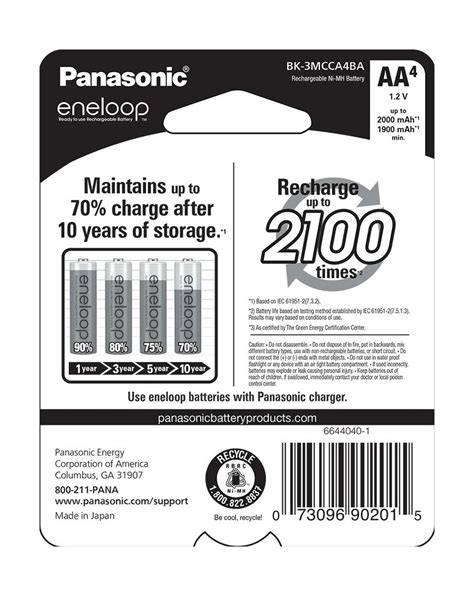 Panasonic Bk Mcca Ba Eneloop Aa Cycle Ni Mh Pre Charged