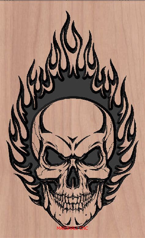Skull Flames Svgdxf Etsy