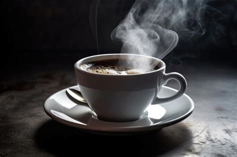 Premium AI Image Steaming Cup Of Coffee On Saucer Generative AI