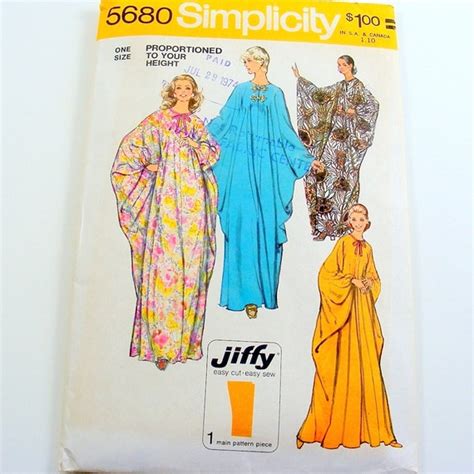 Items Similar To 70s Caftan Mumu Pattern Vintage Sewing Simplicity 5680