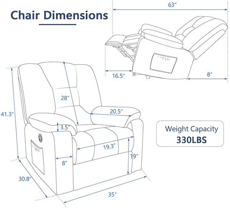 Danrelax Electric Power Lift Chair For Elderly Heated Massager Usb Port Fabric Blue