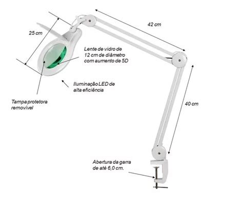 Luminária Lupa De Bancada Led 5d Bivolt Solver HL 410 Serial Online KLAUS