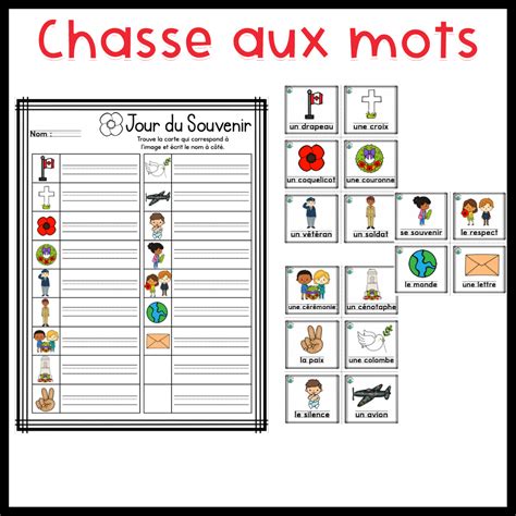 Jour Du Souvenir Syllabes Chasse Aux Mots