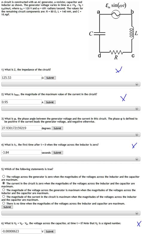 Circuit Constructed With An Ac Generator Resistor Capacitor And Inductor As Shown The Generator