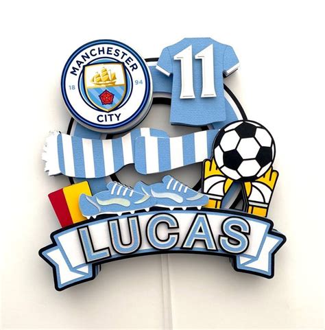 Manchester City Soccer Birthday Cake Topper