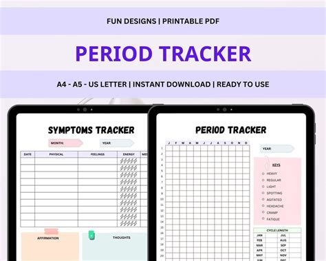 Period Tracker Printable Menstrual Cycle Planner Period Journal