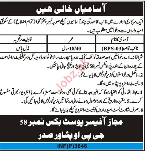 Po Box No 58 Gpo Peshawar Jobs 2024 Job Advertisement Pakistan