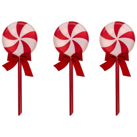 Northlight Set Of 3 Peppermint Candies Christmas Pathway Markers 16 In 35167262 The Home Depot