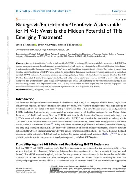 PDF Bictegravir Emtricitabine Tenofovir Alafenamide For HIV 1 What