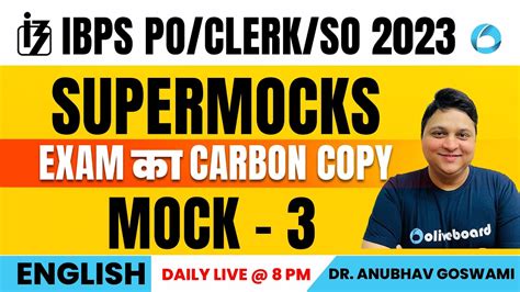 IBPS PO Clerk SO 2023 English Super Mocks Exam क Carbon Copy Mock