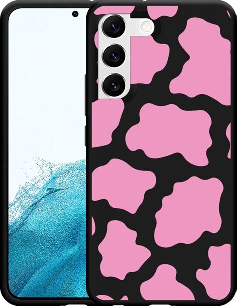 Galaxy S22 Hoesje Zwart Roze Koeienvlekken Designed By Cazy Bol