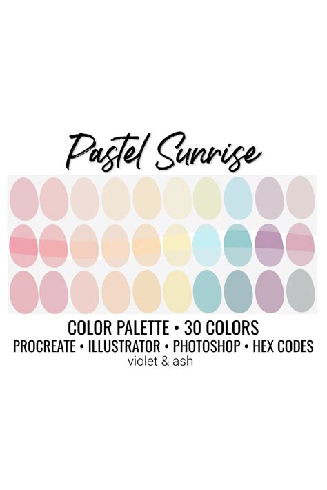 Pastel Sunrise Procreate Palette Color Chart Pastel Etsy