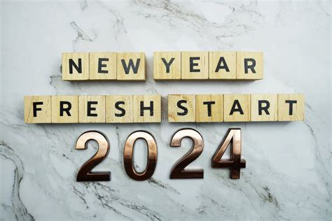 New Year Fresh Start 2024 Text on Marble Background Stock Photo - Image ...