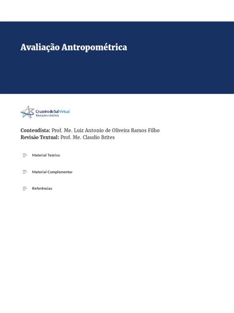 Técnicas De Avaliação Antropométrica Medidas Do Corpo Humano Pdf