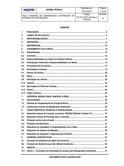 Equatorial Nt 021 Normas E Padrões Conexão Sistema De Distribuição