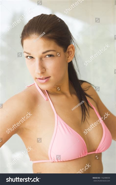 Sexy Beautiful Brunette Woman Pink Bikini Stock Photo Shutterstock