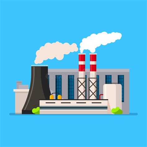 Factory Building Icon Vector Flat Style Manufacturing Buildings Stock