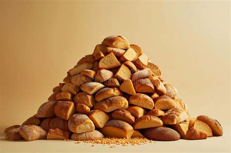 A Pyramid Of Assorted Bread Loaves Against A Beige Backdrop Symbolizes