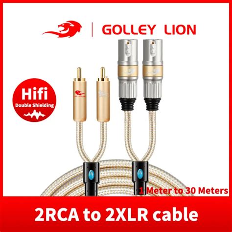 Golley Lion สายสัญญาณเสียง Rca ตัวผู้ไปเป็น Xlr 2สำหรับลำโพงคอนโซล