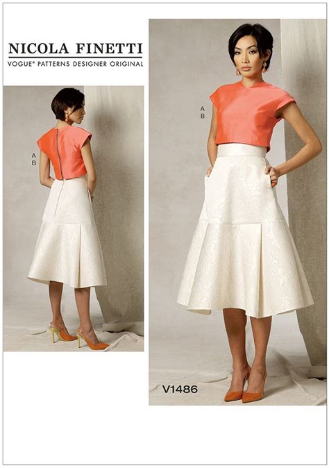 Misses Crop Top And Flared Yoke Skirt Vogue Sewing Pattern