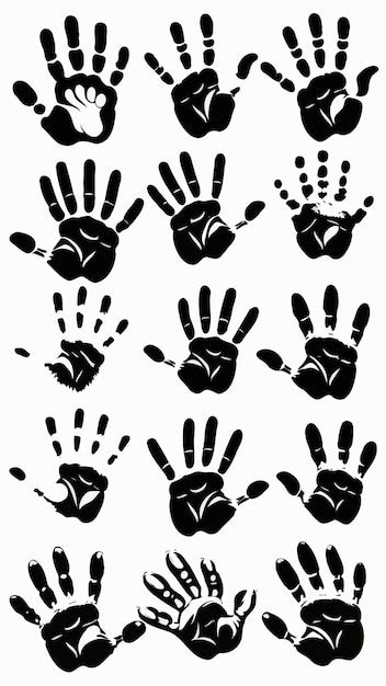 A Collection Of Hand Prints Cartoon Drawing Artwork Vector Premium Ai