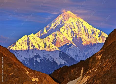 Nanga Parbat Mountain in Pakistan, Asia. Artist Depiction Stock ...