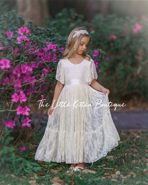 Lace Flower Girl Dress Flower Girl Dress Bohemian Flower Girl Dress