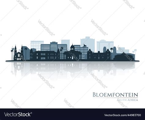 Bloemfontein Skyline Silhouette With Reflection Vector Image