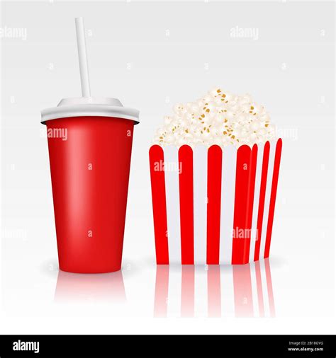 Movie Theater Set Popcorn And Drink Stock Vector Image Art Alamy