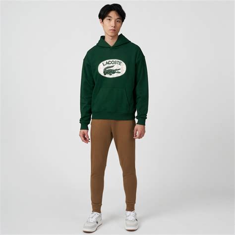 Lacoste Men S Loose Fit Branded Monogram Hooded Sweatshirt SH0067 132