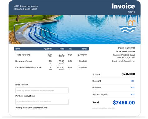 Download Custom Pool Service Invoice Template Invoiceowl