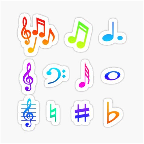 Neon Music Notes Sticker For Sale By Kellylouisev Redbubble