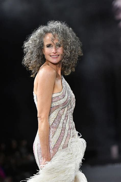 Andie MacDowell’s Natural Gray Curls Shine on the Runway in Paris in ...