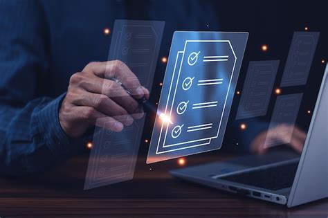Premium Photo Digital Document Checklist Concept Businessman Using