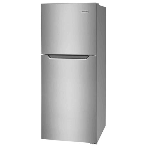 Frigidaire 101 Cu Ft Top Freezer Apartment Size Refrigerator In Brushed Steel Nfm