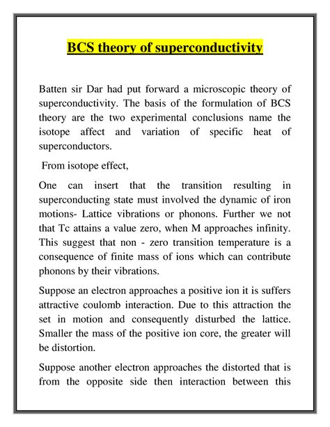 Chapter Bcs Theory Of Superconductivity Bcs Theory Of