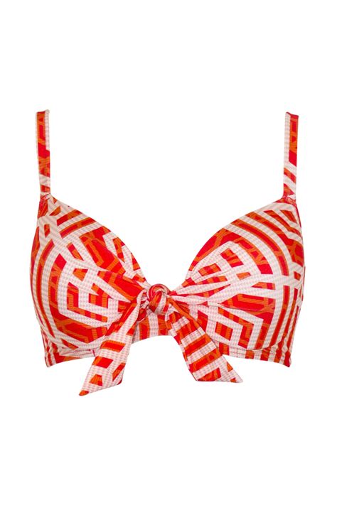 Casablanca Lightly Padded Underwired Front Tie Bikini Top In Orange