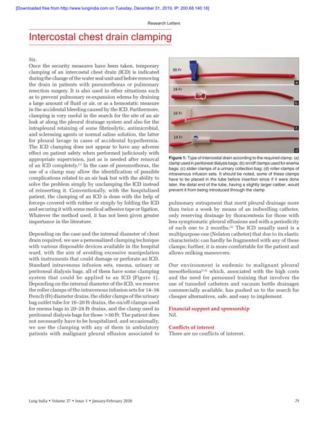 (PDF) Intercostal chest drain clamping techniques: a brief review