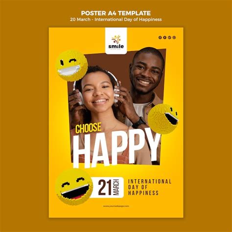 Free Psd International Day Of Happiness Poster Template