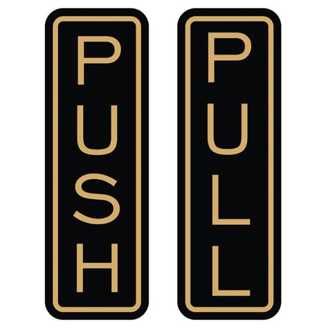 All Quality Classic Vertical Push Pull Door Sign Black Gold Small