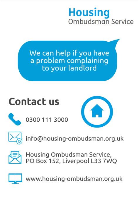 Housing Ombudsman Contact Poster Mount Green Housing Association In