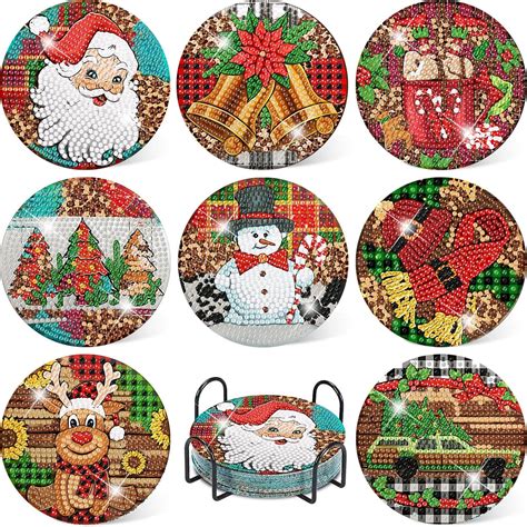 Amazon 8 PCS Christmas Diamond Art Coasters Kit DIY Diamond