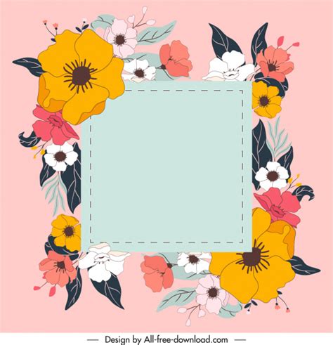 Decorative Floral Card Template Vectors Free Download Graphic Art Designs