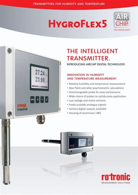 Rotronic Hf Humidity Temperature Transmitter Spec Sheet Pdf