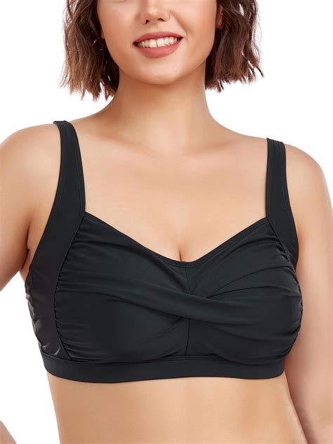 Ocean Blues Women S Black Plus Size Bikini Top Twist Front Molded Bathing Suit Top Size XXX