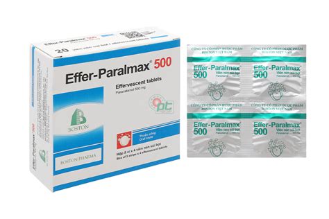 Viên sủi Effer Paralmax 500mg giảm đau hạ sốt từ nhẹ đến vừa hộp 20 viên