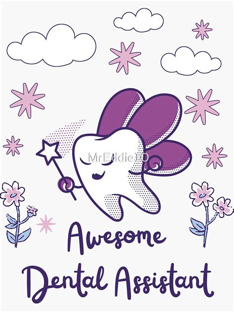 Dental Assistant Cute Fairy Art Sticker For Sale By Mreddie10 Redbubble