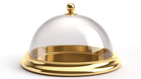 Isolated On White Open Golden Restaurant Cloche In 3d Render Background